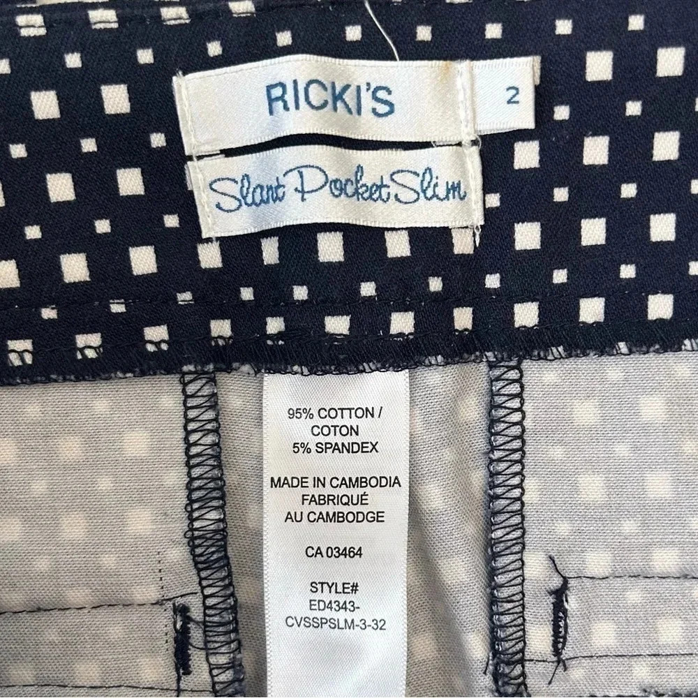 Ricki’s Blue White Cigarette Trousers Slim Ankle Cropped Pants Size 2 - Picture 10 of 16